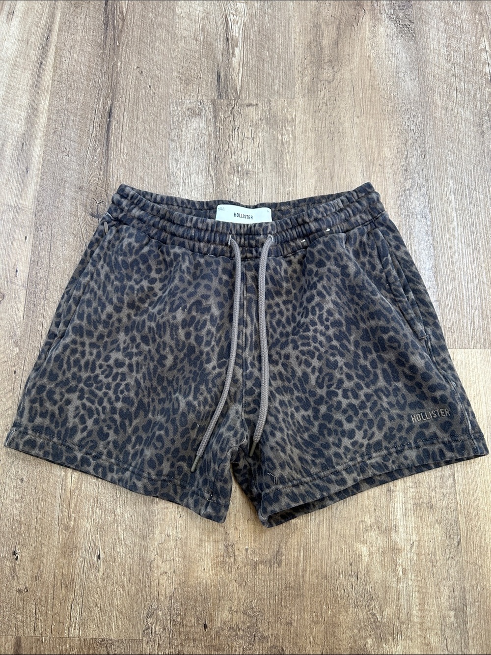 Hollister Leopard Print Brown Drawstring Athletic Shorts